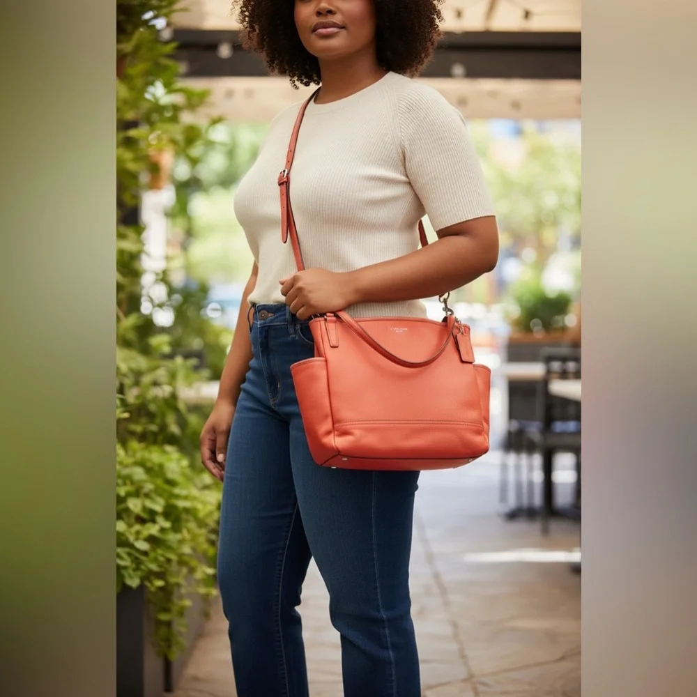 Coach Legacy Large‎ Coral Leather Crossbody for Work, Travel or Baby Bag 26353
